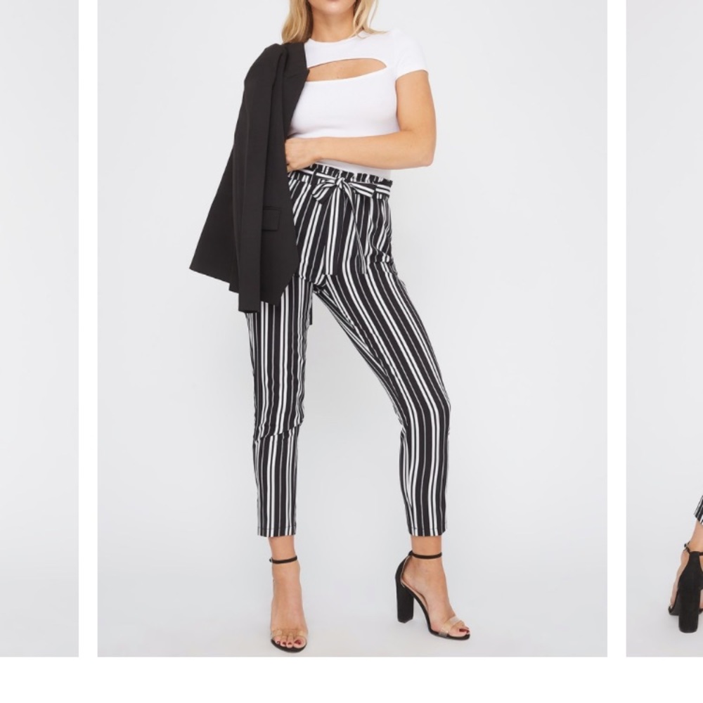 High Rise Paper Bag Pants with Tie